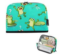 Caihoyu Pencil Organizer Case Large Capacity Pen Bag Zippered Desk for Man School Frog Pond Pattern