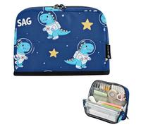 Caihoyu Pencil pouching Large Capacity Makeup Bags Lightweight Storage Organizer for Teens Elementary Astronaut Dinosaur Pattern