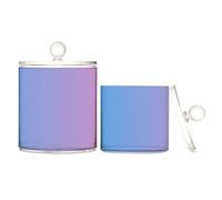 Caihoyu Pink Blue Gradient Clear Plastic Storage Boxes with lid Pantry Essentials Decorative Small Storage Bins for Cotton Swabs,Cotton Pad2 Pack