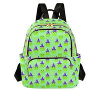 Caihoyu Printed Backpack Multi Pocket Cute Frog Wizard Hat S, Cute Frog Wizard Hat, M, Casual