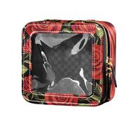 Caihoyu Red Rose Flower Transparent Mini Makeup Bag Waterproof Travel Organizer Travel Makeup Bag Multi 1 Size Colorful, multi-coloured, 1 size, Colorful