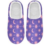 Caihoyu Scuff Slippers Memory Foam US W6-7/M4-5 Celestial Sun Moon Star | Mail Pickup for Men Women Adults Warm Winter Christmas Halloween