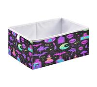 Caihoyu Storage Bin Foldable Cloth Storage Organizer Baskets for Office Shelf Clothes Decor 11.02x11.02x11.02in Cute Witchy Icons Like Magic Potions and Mushrooms with Fire