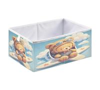 Caihoyu Storage Cubes Bins Foldable Cube Organizer Bins for Closet Shelves 15.75x10.63x6.96in A Cute Teddy Bear Sitting in The Plane Window