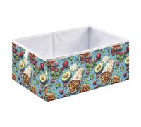 Caihoyu Storage Cubes Bins Foldable Organizer Basket for Home Organization 11.02x11.02x11.02in Greek Burrito Mexican Style