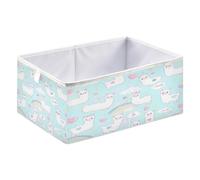 Caihoyu Storage Cubes Bins Foldable Organizer Basket for Office Shelf Clothes Decor 15.75x10.63x6.96in Holographic Alpacas Flying in The Sky Hearts and Stars