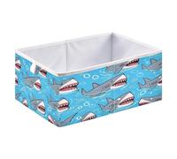 Caihoyu Storage Cubes Bins Foldable Storage Cube for Organization Shelf Basket for Shelves 11.02x11.02x11.02in Sharks with Big Teeth Swimming in The Ocean