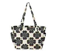 Caihoyu Tote Bag Work for Travel Daily with Pockets Glitch Art Clover