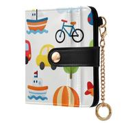 Caihoyu Transportation Vehicles Women's Minimalist Folding Wallet Waterproof PU Leather Bifold for Women