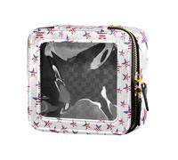 Caihoyu US Flag 4th of July Transparent Leather Toiletry Bag with Zipper for Travel, Multi, 1 Size, Colorful, multi-coloured, 1 size, Colorful