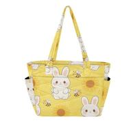 Caihoyu Utility Tote Bag Gym for Work Daily Commute with Cup Holder Yellow Bee Bunny