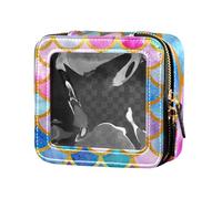 Caihoyu Watercolor Mermaid Scales Makeup Bag Hawaiian Fish Bright Summer Transparent Small Makeup Bag Toiletry Bag Portable Organizer for Travel, Multi, 1 Size, multi-coloured, 1 size, Colorful