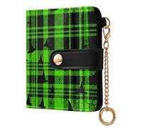 Caihoyu Witch Hat Plaid Women's Compact Folding Wallet Cute PU Leather for Girls Women Ladies