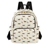 Caihoyu Women Backpack 3 Zipper Pockets Running Beagle Dog Hound S, Running Beagle Dog Hound, S, Casual