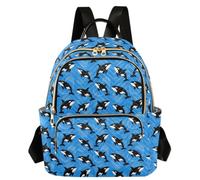 Caihoyu Women Backpack Large Capacity Orca Killer Whale Blue Ocean S, Orca Killer Whale Blue Ocean, S, Casual