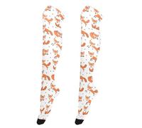 Caihoyu Women'S Knee High Socks Flexible Long Knee-High Socks for Working Women High Thigh Socks for Parties, Cute Fox Pattern Foxy Endless, One size