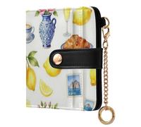 Caihoyu Women's Purse Secure Closure | PU Leather Outdoor Blue Coastal Lemon Shell Italian Tile