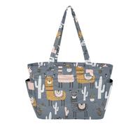 Caihoyu Women's Tote Handbag Foldable Bags for Weekender Travel with Trolley Sleeve Cute Llamas & Cactus