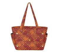 Caihoyu Women's Tote Handbag Foldable Bags for Work Travel Gym with Cup Holder Autumn Fruit Plaid
