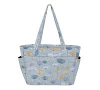Caihoyu Women's Tote Handbag Zipper Beach Bag for Work with Compartment Blue Yellow Floral