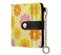 Caihoyu Women's Wallet Multi-card Slots | durables Leather Outdoor Hippie Psychedelic Flower Power 60's 70's Groovy Boho Daisy