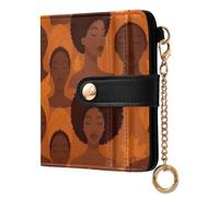 Caihoyu Women's Wallet with Keychain | PU Leather Work African Usa Woman Tropical Leaf Vibrant Boho Black Girl Design