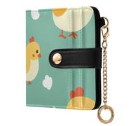 Caihoyu Yellow Chicks on Teal Ladies Slim Foldable Wallet Unique Premium PU Leather for Women Boys Girls