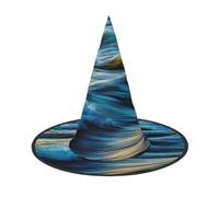 caihuav 1 PC Halloween Dawn Ocean Waves Print Witch Hat Pointed Wizard Cap | Festival Witches Carnival Headband Supplies Magic Dress Up Masquerade Indoor Outdoor Women Men Ladies