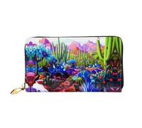 caihuav Cactus Tropical Animal Fox Snake Pig Print Leather Wallet for Women â€“ Stylish Long Clutch & Thin Bifold Checkbook Wallet, Receipt Compartments