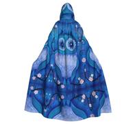 caihuav Chicago Print Hooded Cloak Witch Cosplay for Halloween | Party Cos Easter Unisex Adult Christmas Reaper Dark Princess Mage Decorative Comfortable Comfort jedi wizard magician