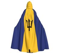 caihuav Flag of Barbados Print Hooded Cloak Witch Cosplay for Halloween | Party Cos Easter Unisex Adult Christmas Reaper Dark Princess Mage Decorative Comfortable Comfort jedi wizard magician