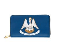 caihuav Louisiana State Flag Print Leather Wallet for Women â€“ Stylish Long Clutch & Thin Bifold Checkbook Wallet, Receipt Compartments