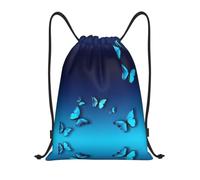 caihuav M Drawstring Beautiful blue butterfly Print GymBags Backpack | Yoga String Trip Sack Dance Travel Carry-On Luggage Camping Hiking Storage