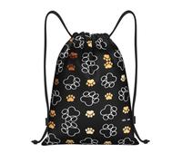 caihuav M Drawstring Dog Paw Prints Print GymBags Backpack | Yoga String Trip Sack Dance Travel Carry-On Luggage Camping Hiking Storage