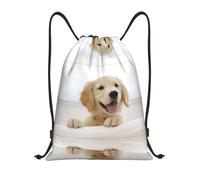 caihuav M Drawstring Golden Retriever Puppies Print GymBags Backpack | Yoga String Trip Sack Dance Travel Carry-On Luggage Camping Hiking Storage