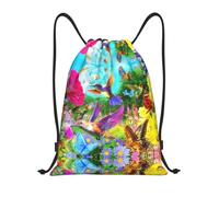 caihuav S Drawstring Birds Flowers Butterfly Print GymBags Backpack | Yoga String Trip Sack Dance Travel Carry-On Luggage Camping Hiking Storage