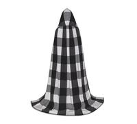 caihuav Unisex Black and white plaid Print Hooded Cape for Halloween Party | Princess Mage Carnival Cape Costumes Cos Easter Cosplay Robe Decorative Comfortable Comfort jedi wizard