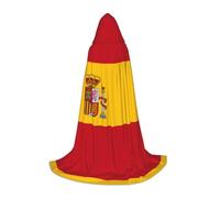 caihuav Unisex Spanish flag Print Hooded Cape for Halloween Party | Princess Mage Carnival Cape Costumes Cos Easter Cosplay Robe Decorative Comfortable Comfort jedi wizard