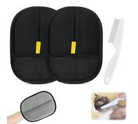 CAIJ Black Pack of 2 Pet Hair Removal Gloves with Comb, 2025 Upgraded Pet Grooming Glove, Pet Hair Remover, Double-Sided Anti-Static Pet Gloves for Smooth and Healthy Hair
