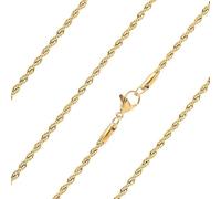 Caijewl 20 inch 18ct Gold plated 2mm thick Braided Rope Chain Necklace For Men's n Women