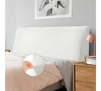 Caijin Bed Headboard Slipcover, Stretch Bed Headboard Covers, Dustproof Protector Cover for Linen Fabric Tufted Upholstered Headboard (White, 150-170 CM（Queen）)