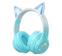 Caijin Kids Bluetooth Headphones, Cat-Ear LED Lights, Bluetooth 5.3 Stereo, Adjustable Headband, 85dB Volume Limit, Foldable, TF Card/Wired/Bluetooth Modes, Compatible with PC, Phone, iPad