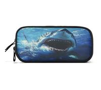 Caikeny Pencil Case Sharks Fish Uderwater Animal Watercolor Pen Bag Large Capacity Pencil Box Pen Pouch with Zipper Cosmetic Organizer for Kids Teens Adults