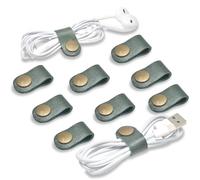 CAILLU Cord Organizer,Cord Keeper,Cable Organizer USB Holder,Cable Management,Cable Straps,Earbud case,wrap Headset Winder,Phone Earphone Clips Ties (Dark green Cord Organizer)