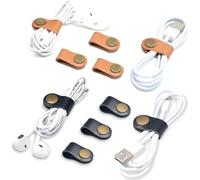 CAILLU Cord Organizer,Cord Keeper,Cable Organizer USB Holder,Cable Straps,Earbud case,wrap Headphone,Headset Winder,Earphone Clips Ties,Stocking Stuffers for Men Gifts (Brown-Black Cord Organizer)