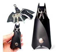 CAILLU Keychain Leather Bat for Car Key fob case,Leather Keys Ring Cover Holder,Man BMW Key Chain