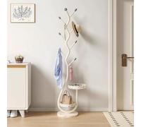 Caimcie Bedroom Metal Coat Rack, Floor Standing Bag Holder, Modern Freestanding Coat Rack with Natural Marble Base, Double Layer Basket for Home, Entryway, Hallway A,30 * 30 * 170CM