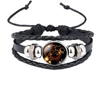 Caimeytie Braided Bracelet Adjustable Constellation Signs of Zodiac Clear Glass Charm Time Gems Serie-Leo