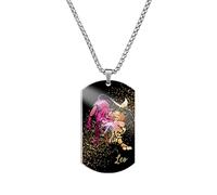 Caimeytie Stainless Steel Multicolored Zodiac Signs Necklace for Men, 12 Constellations Pendant, Constellations Astrology Necklace,Leo Gift