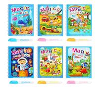 CAINCAY Water Colouring Books, Pack of 6 Magic Colouring Book with Water Pen, Reusable Magic Colouring Books, Magic Water Colouring Book for Children,White